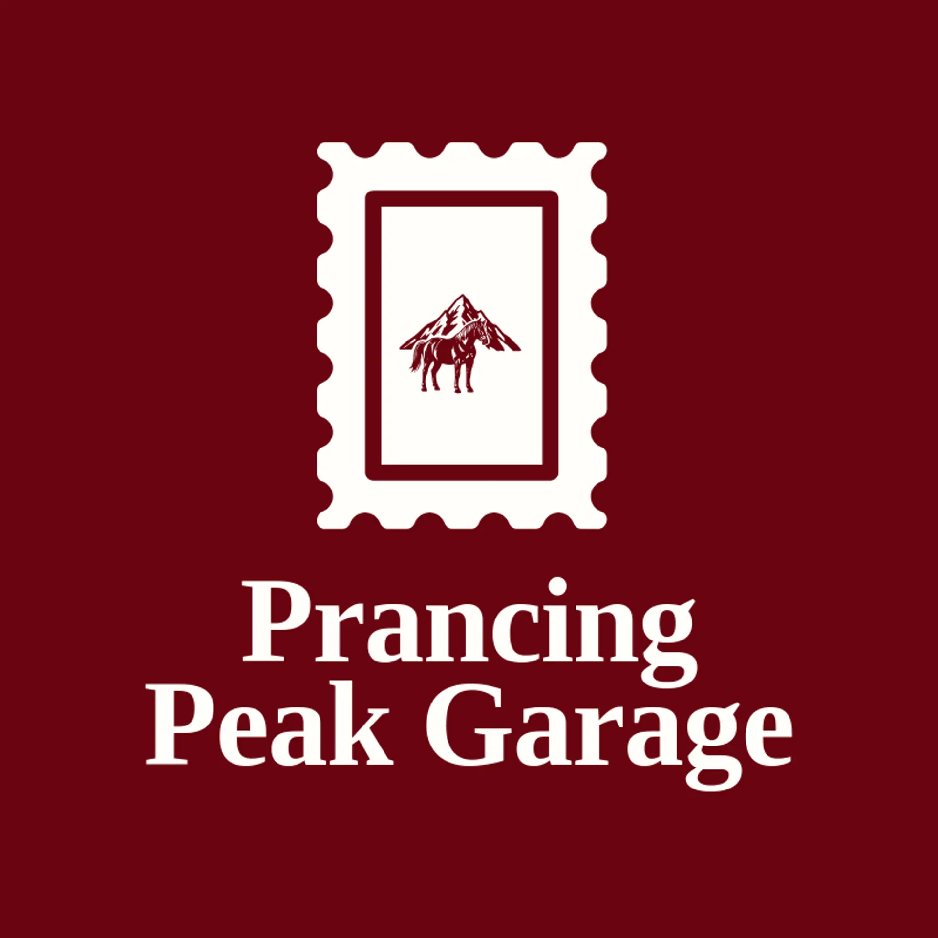 Prancing Peak Garage logo for mustang