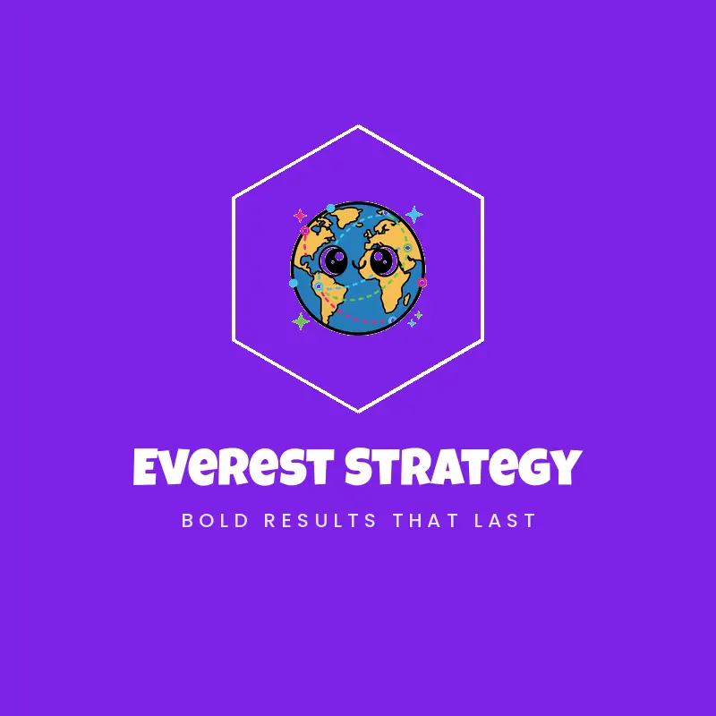 A globe with connecting lines, a global strategy consulting logo in a cartoon style