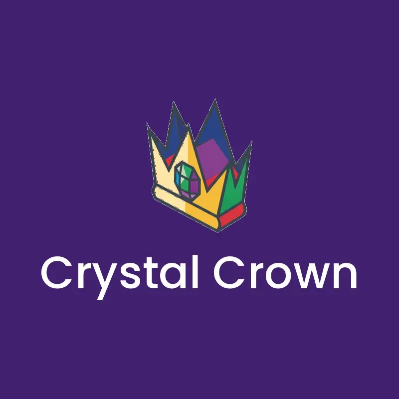 The jewelry name Crystal Crown as a branded logo in a isometric style