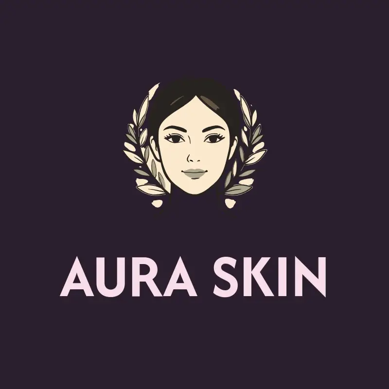 The spa name Aura Skin as a branded logo with a color icon