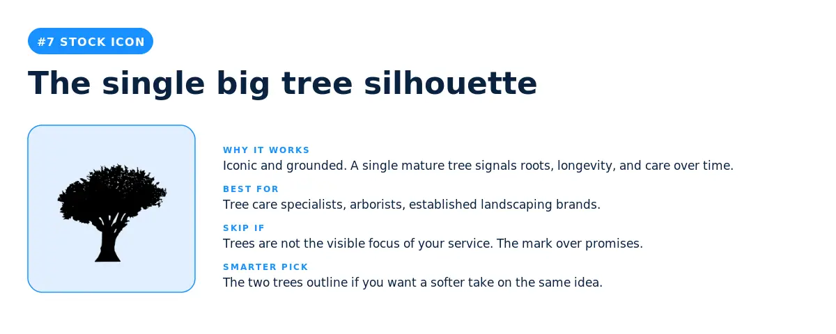 The single big tree silhouette stock icon
