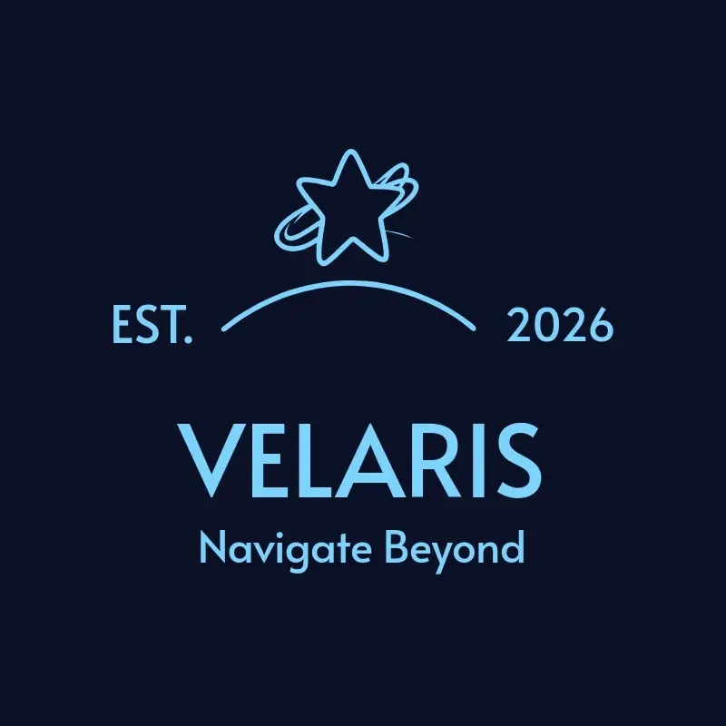 The domain name Velaris as a branded logo with a single color icon