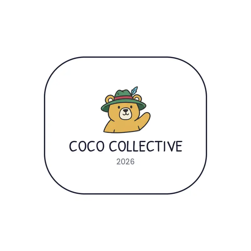 A friendly bear in a fashion hat, a children's boutique logo in a playful style