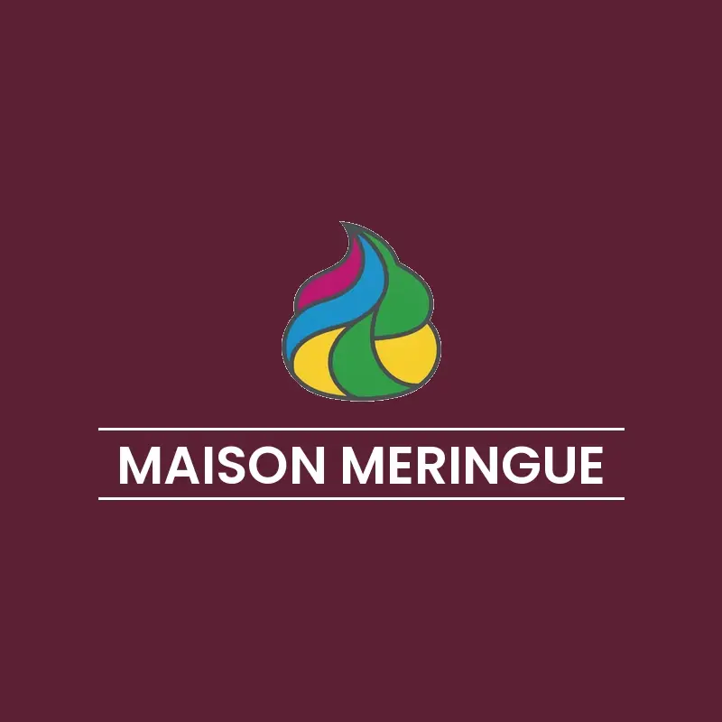 The bakery name Maison Meringue as a branded logo in a minimal style