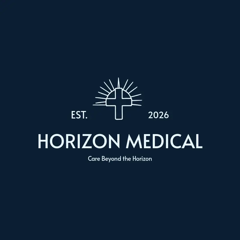 The medical practice name Horizon Medical as a branded logo with a single color icon