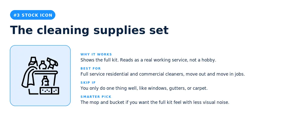 The cleaning supplies set stock icon