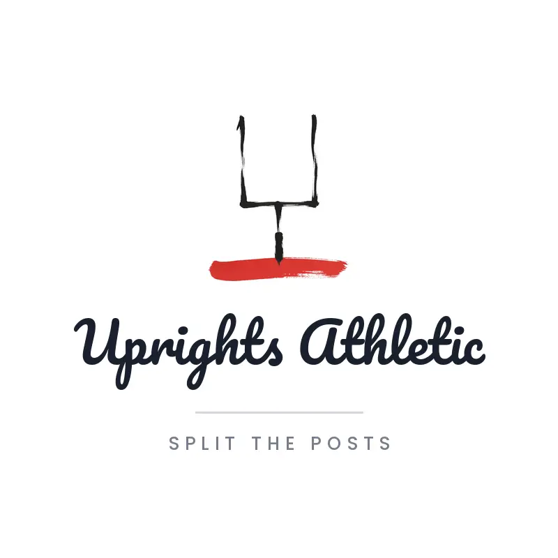 Goalpost and end zone football team logo for Uprights Athletic
