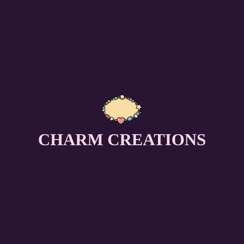 The bracelet business name Charm Creations as a branded logo with a color icon