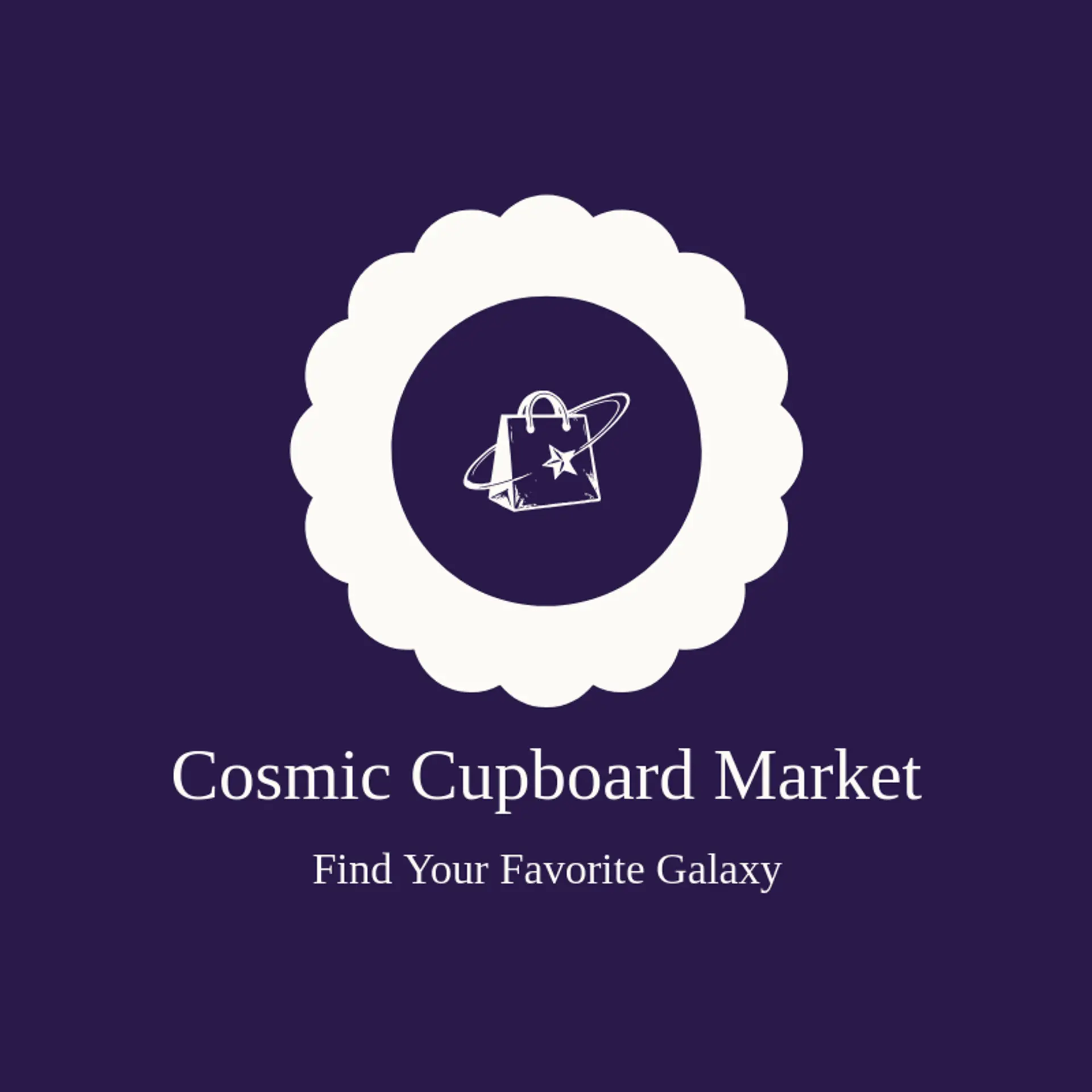 Cosmic Cupboard Market logo for sci fi