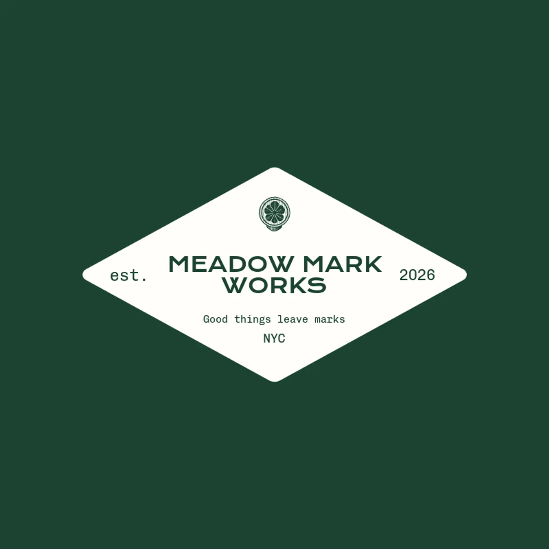 Meadow Mark Works logo for stamp