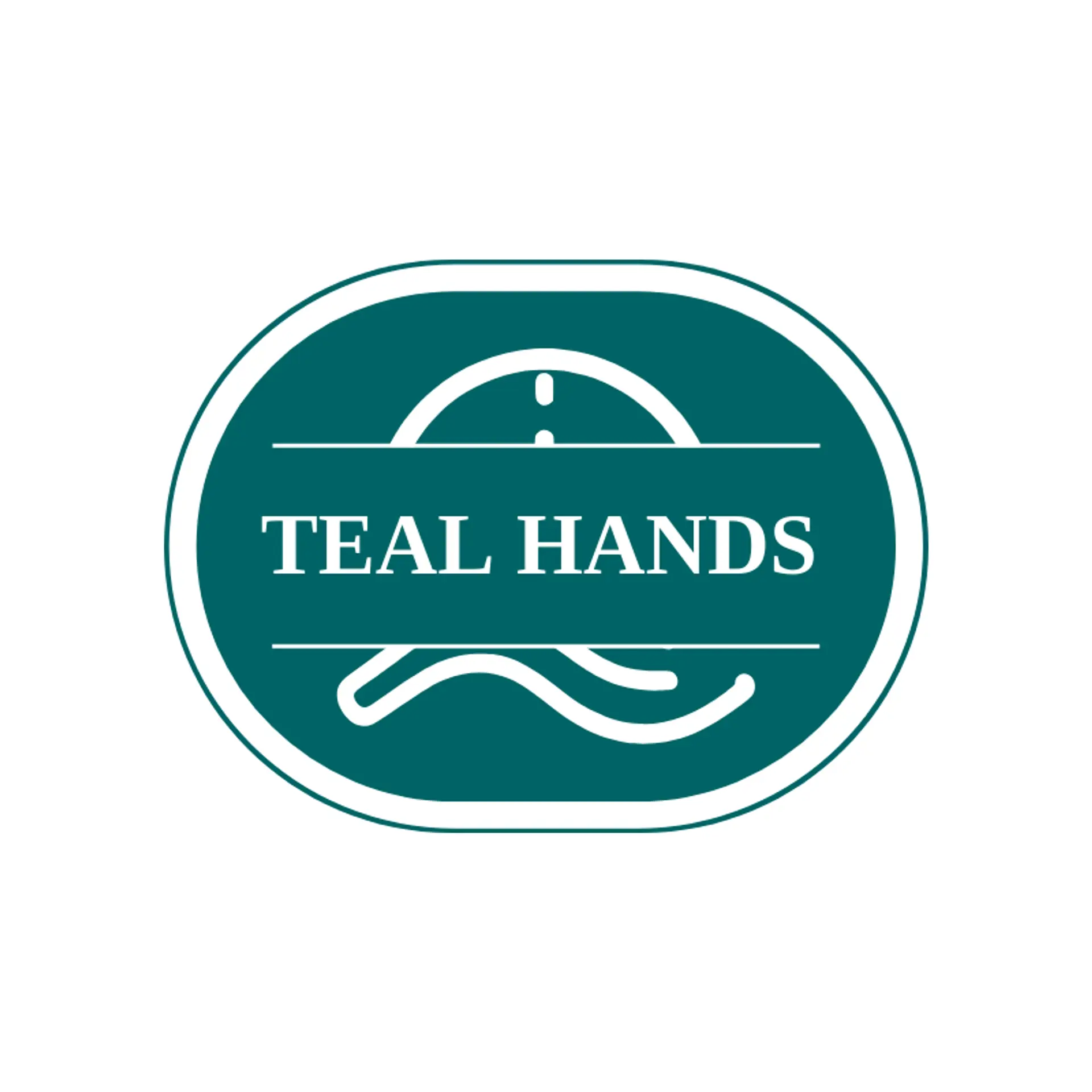 Teal Hands logo for clock