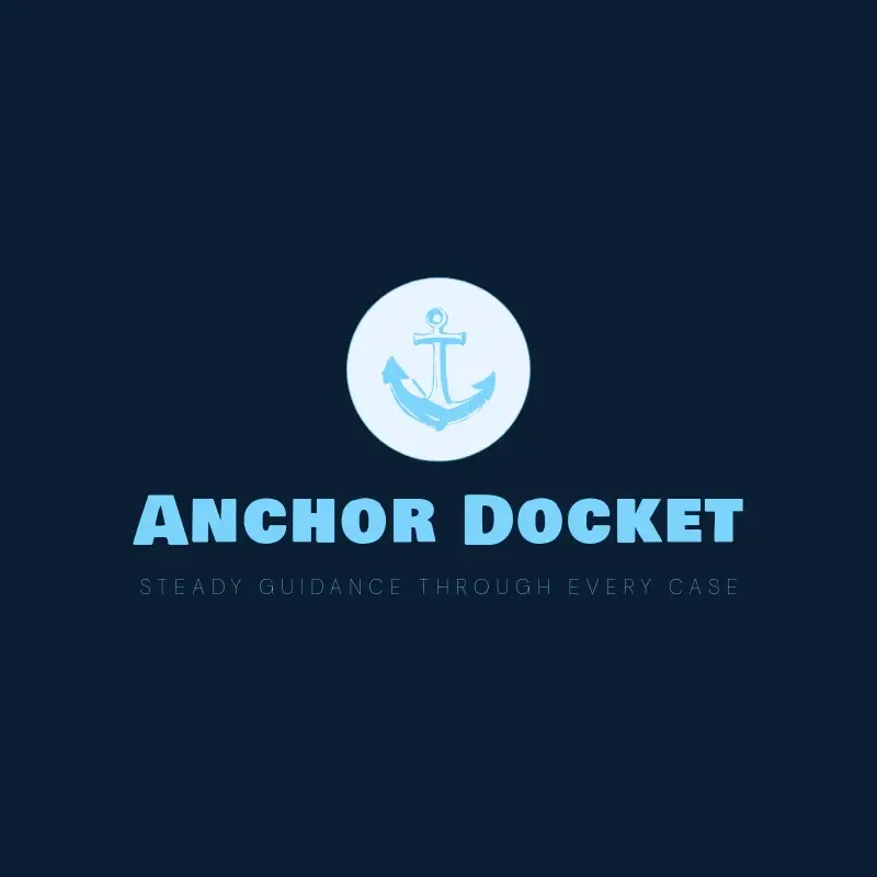 The law firm name Anchor Docket as a branded logo with a single color icon