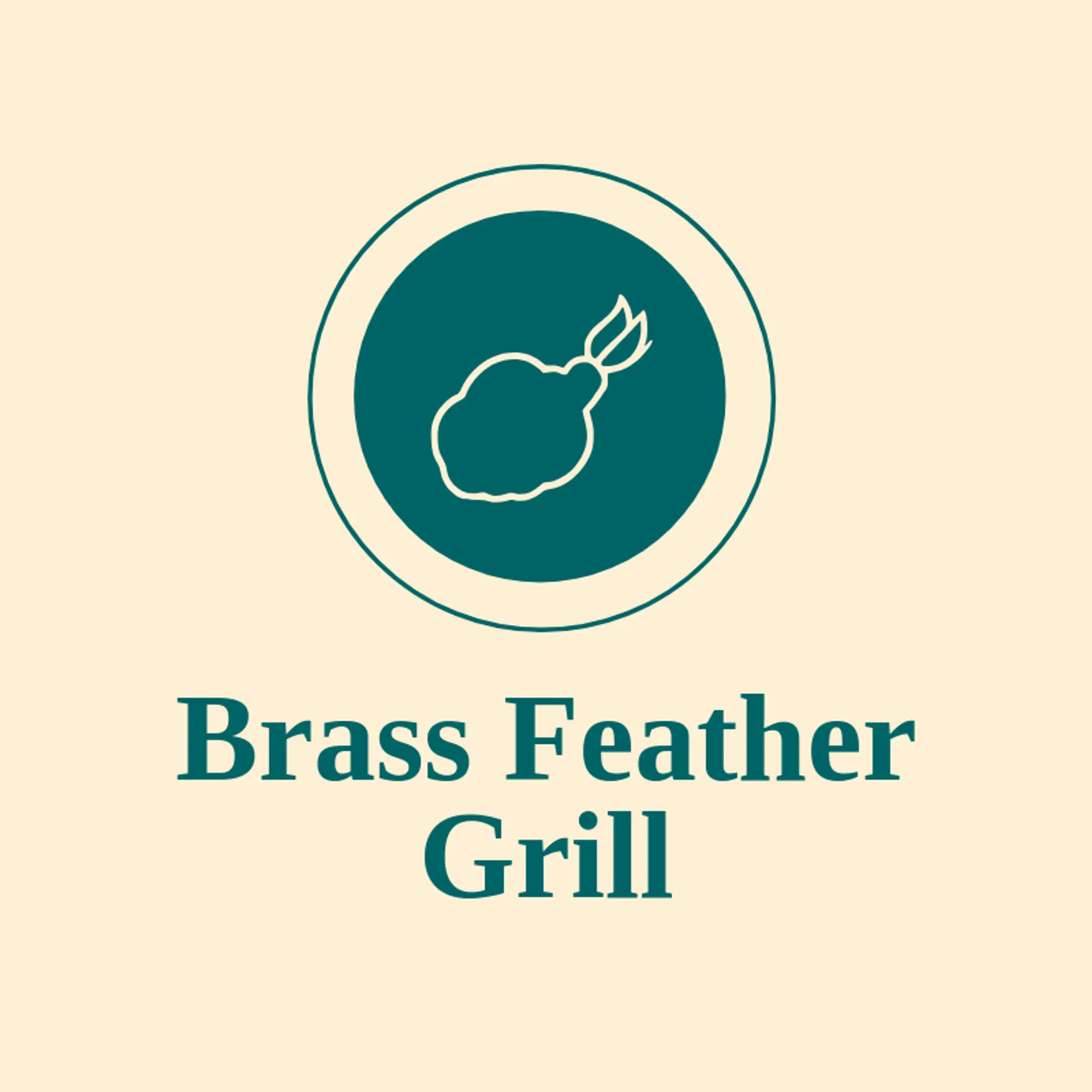 Brass Feather Grill logo for fried chicken