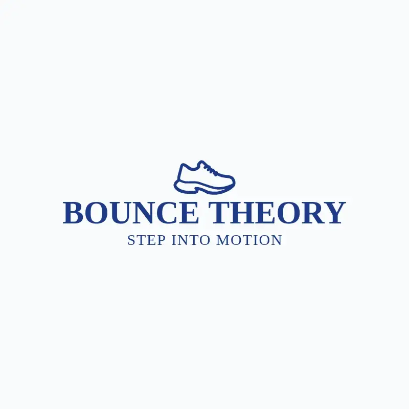 The shoe store name Bounce Theory as a branded logo with a single color icon
