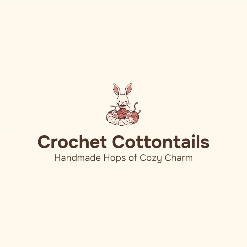 The crochet business name Crochet Cottontails as a branded logo with a color icon
