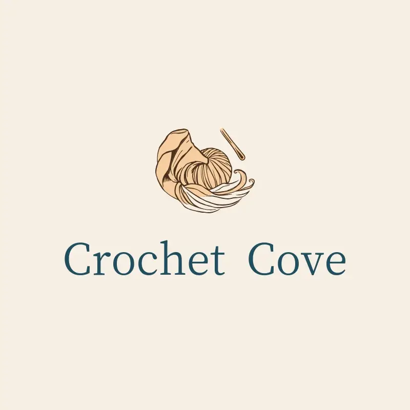 The crochet business name Crochet Cove as a branded logo with a single color icon