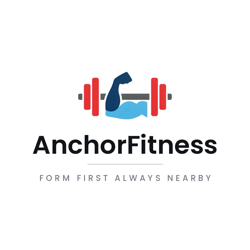 Minimal abstract muscle and dumbbell logo for AnchorFitness