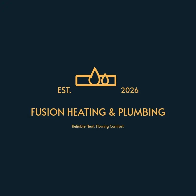 The plumbing name Fusion Heating & Plumbing as a branded logo with a single color icon