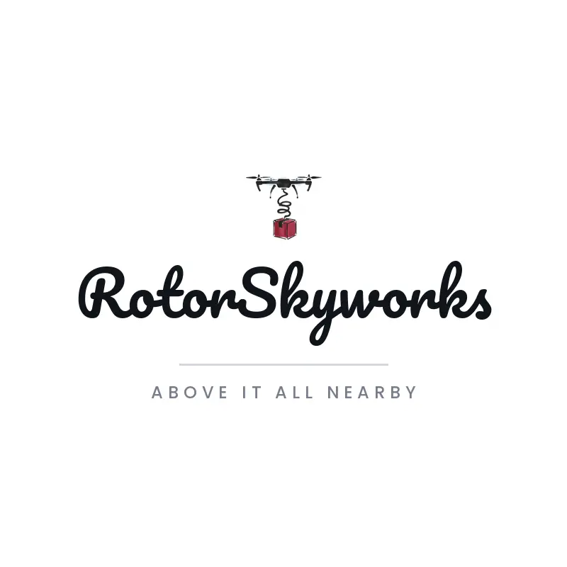 Brush script drone delivery logo for RotorSkyworks