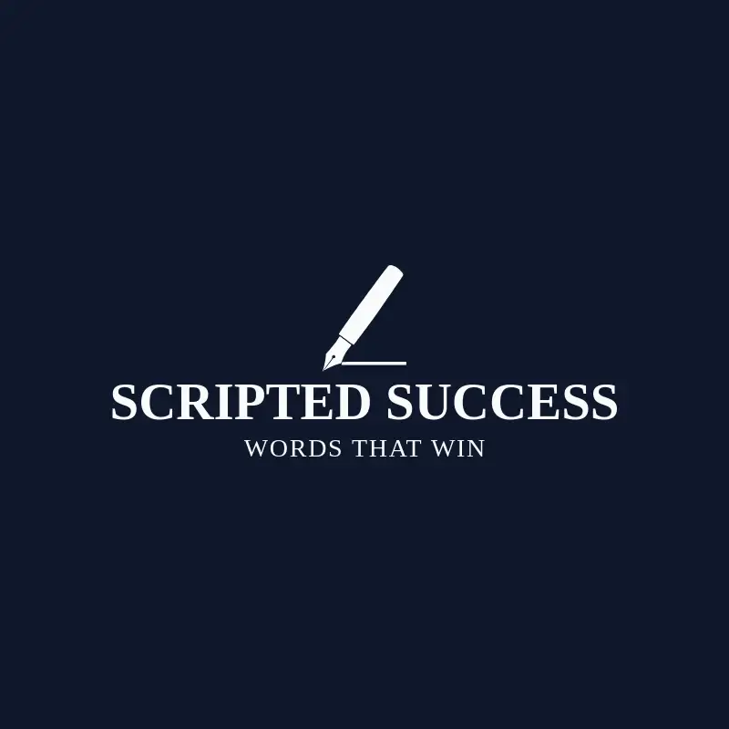 The copywriting business name Scripted Success as a branded logo with a single color icon