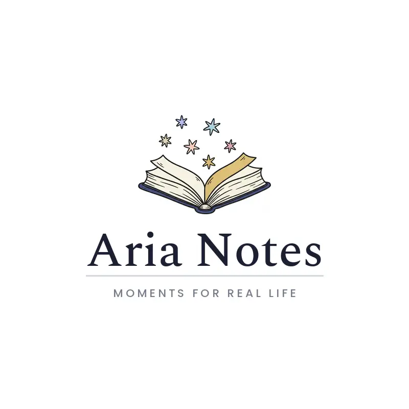 An open book with floating stars, a storytelling blog logo in an illustrated style