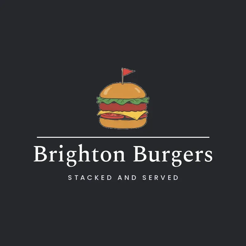 The food truck name Brighton Burgers as a branded logo in an illustration style