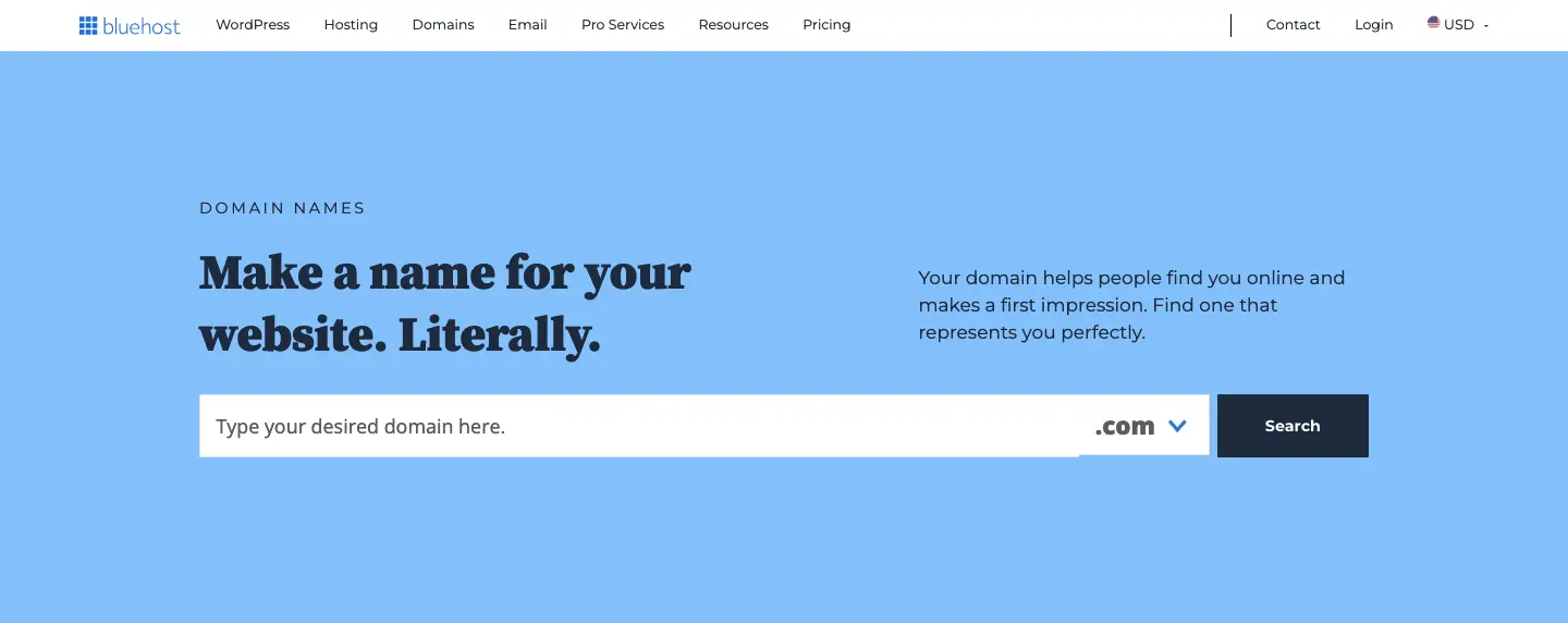 Bluehost domain registration
