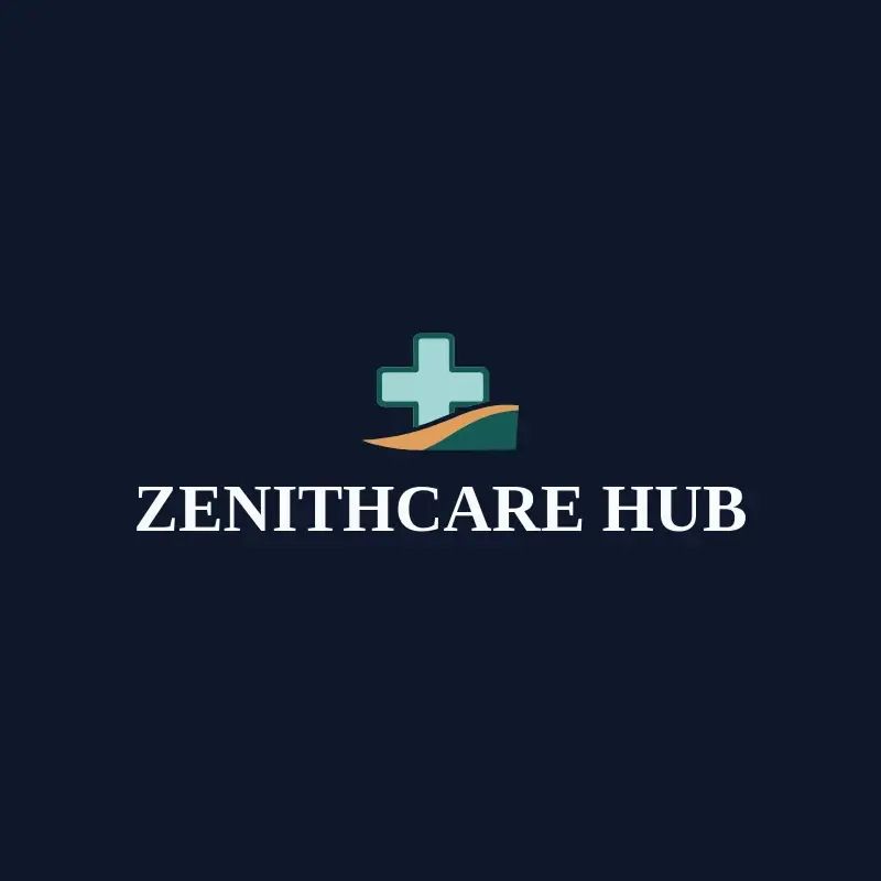 The hospital name ZenithCare Hub as a branded logo with a color icon