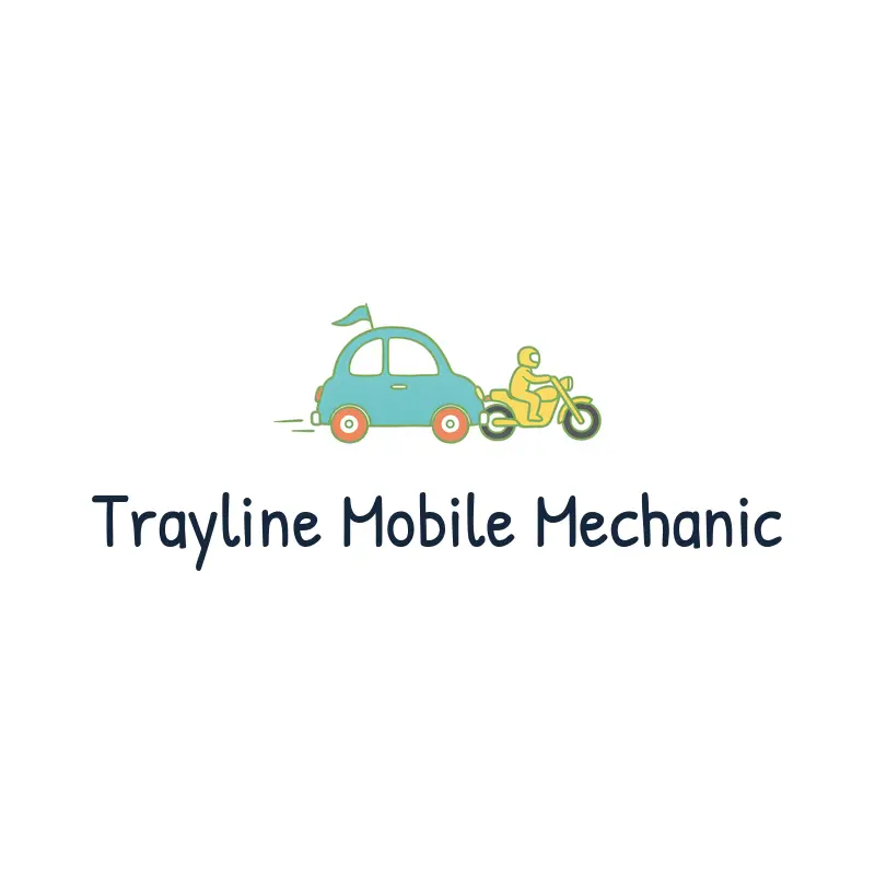 Playful mixed workshop logo with a car and a motorcycle silhouette