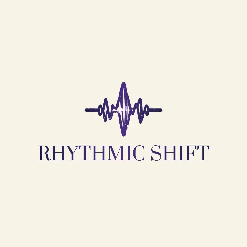 The music brand name Rhythmic Shift as a branded logo with a single color icon