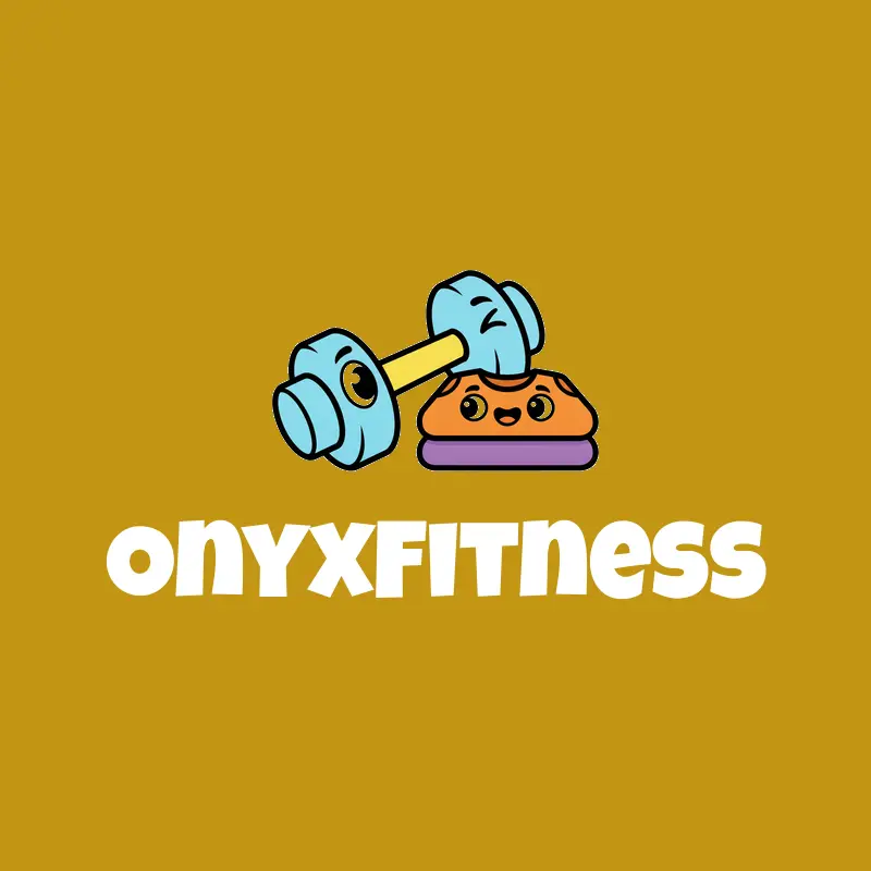 Cartoon fitness apparel dumbbell logo for OnyxFitness
