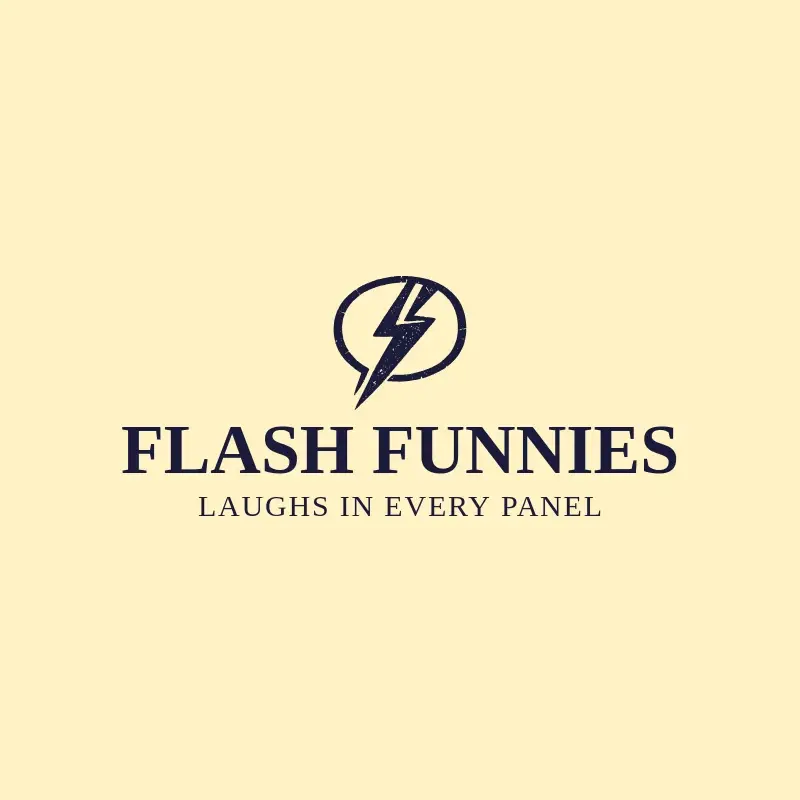 The funny business name Flash Funnies as a branded logo with a single color icon