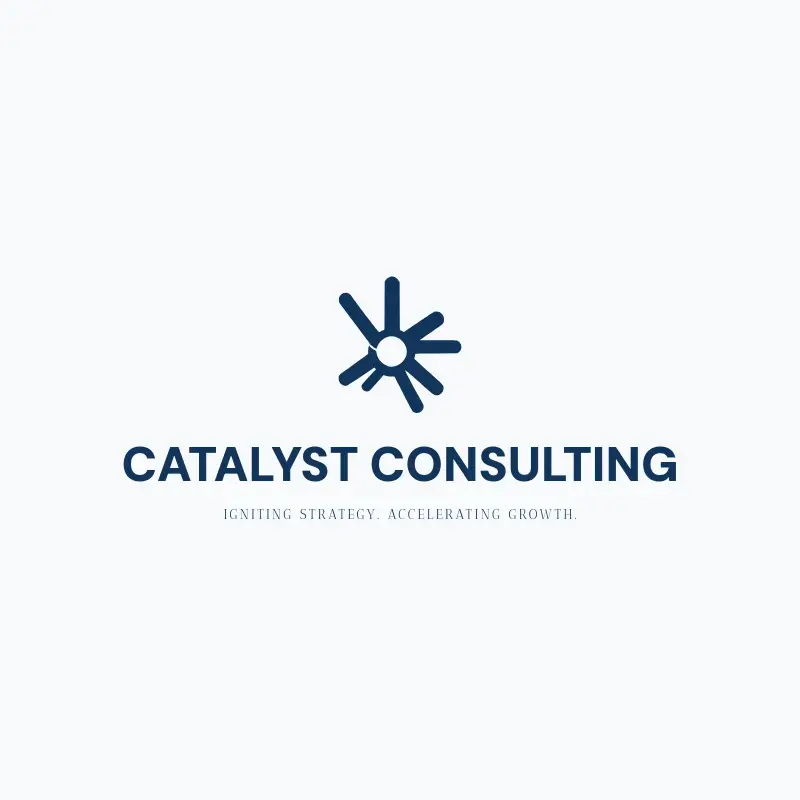 The consulting business name Catalyst Consulting as a branded logo with a single color icon