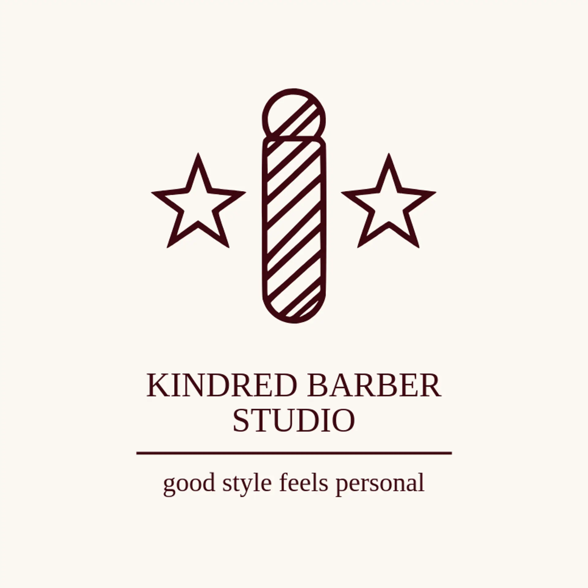 Kindred Barber Studio logo for barber pole