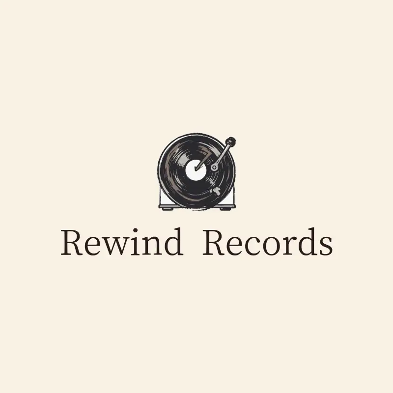 The album name Rewind Records as a branded logo with a single color icon