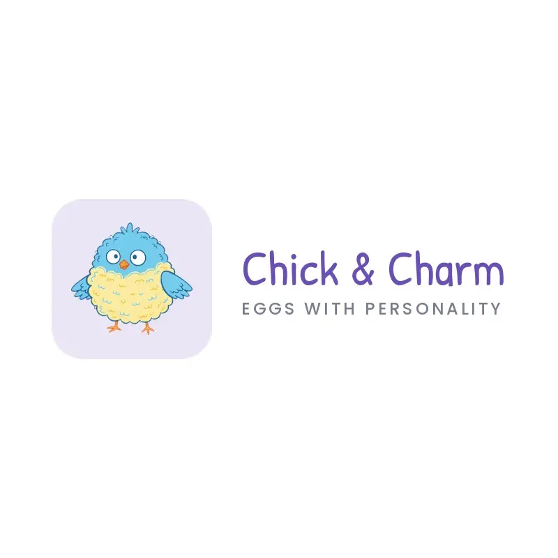 The farm name Chick & Charm as a branded logo in a playful style
