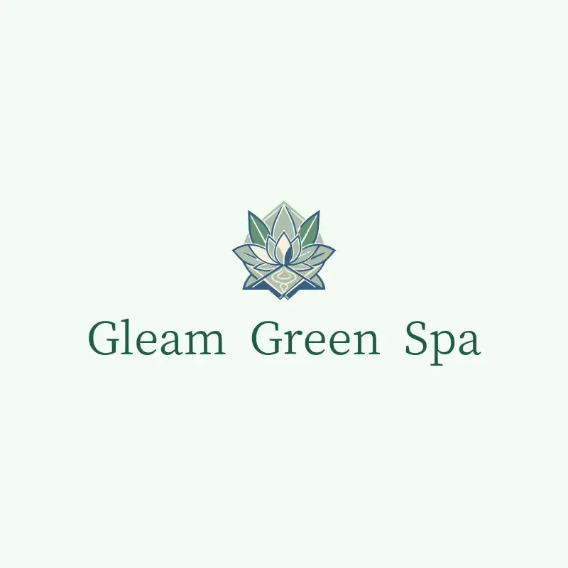 The spa name Gleam Green Spa as a branded logo with a color icon