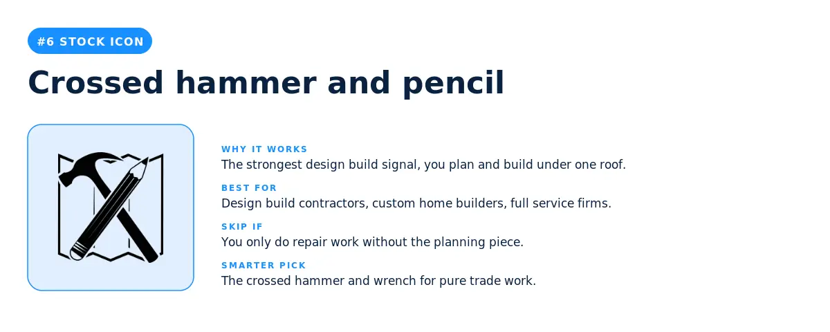 Crossed hammer and pencil stock construction logo icon