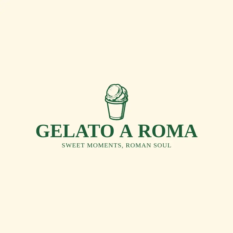 The Italian restaurant name Gelato A Roma as a branded logo with a single color icon