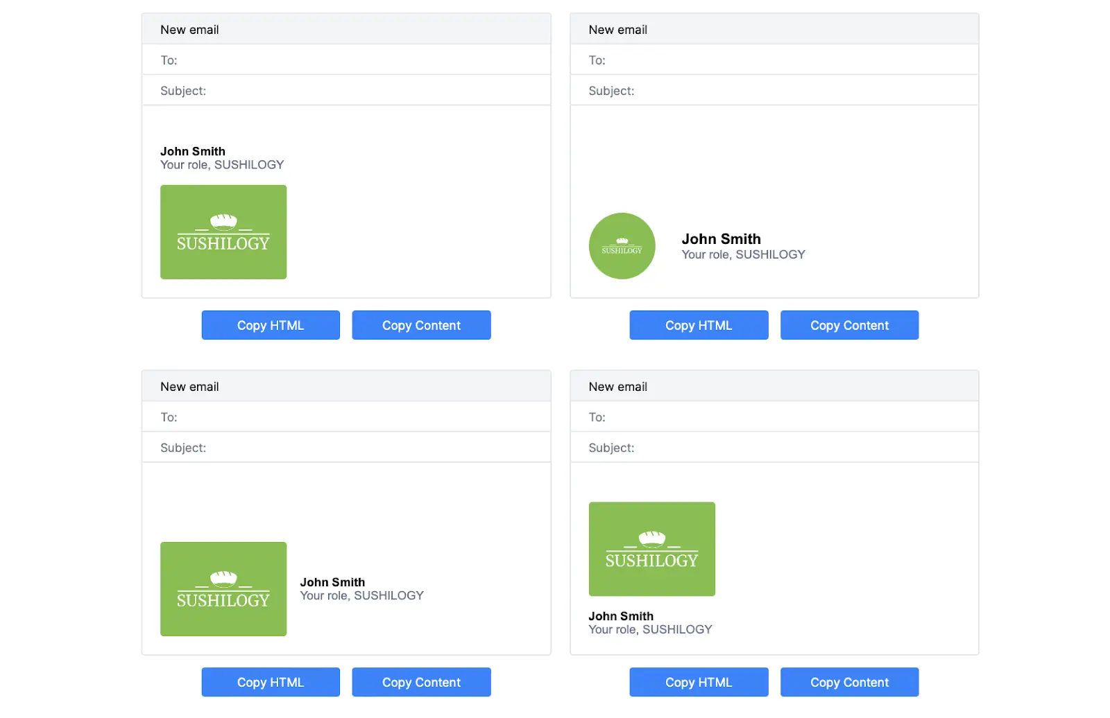 Fill in your details and copy-paste your email signature in your email settings
