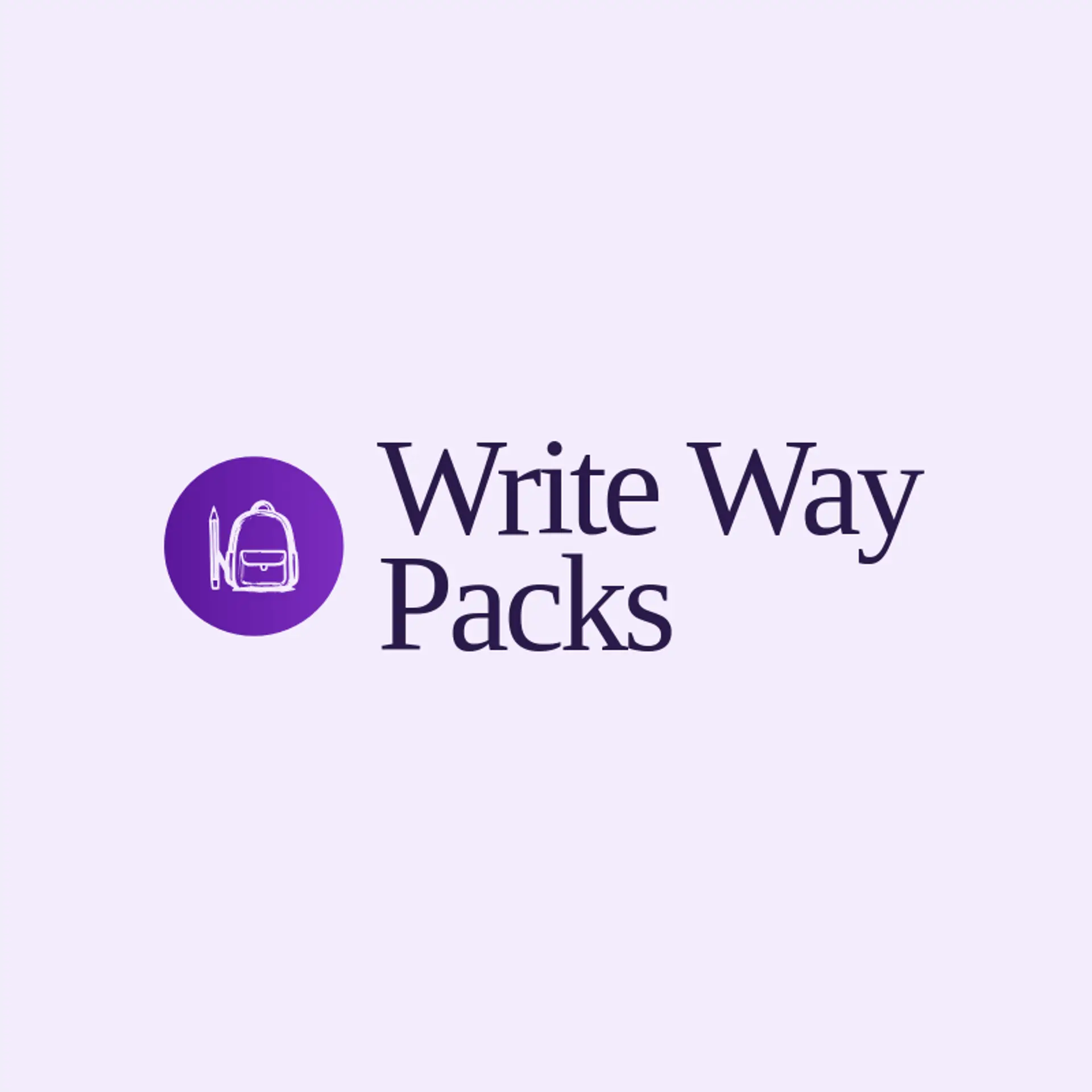 Write Way Packs logo for backpack