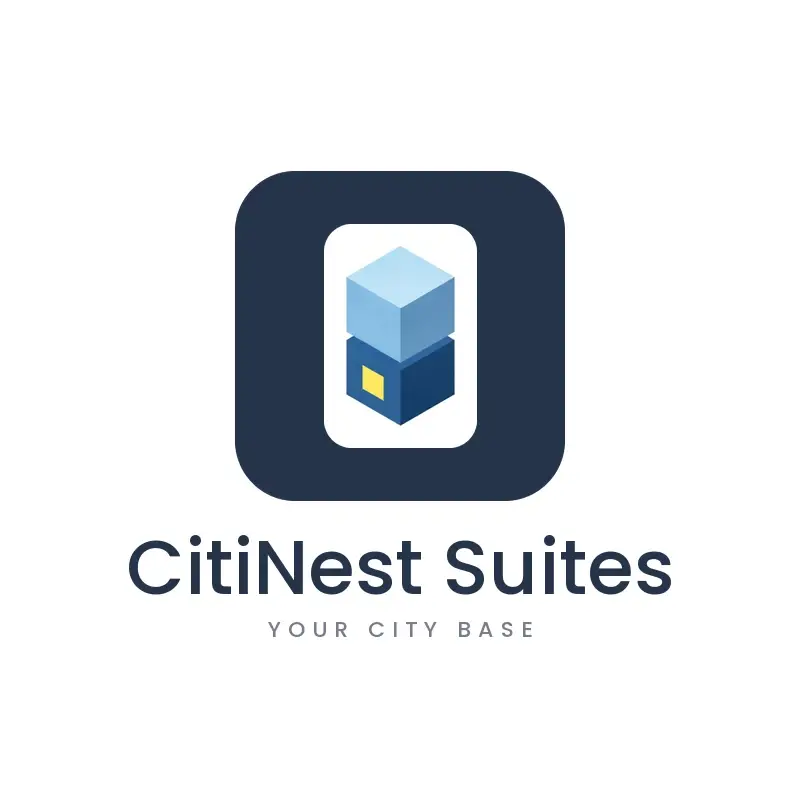The hotel name CitiNest Suites as a branded logo in an isometric style