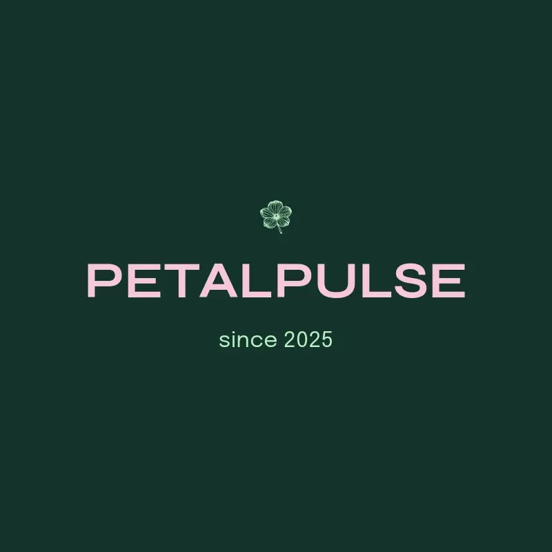The flower shop name PetalPulse as a branded logo with a single color icon