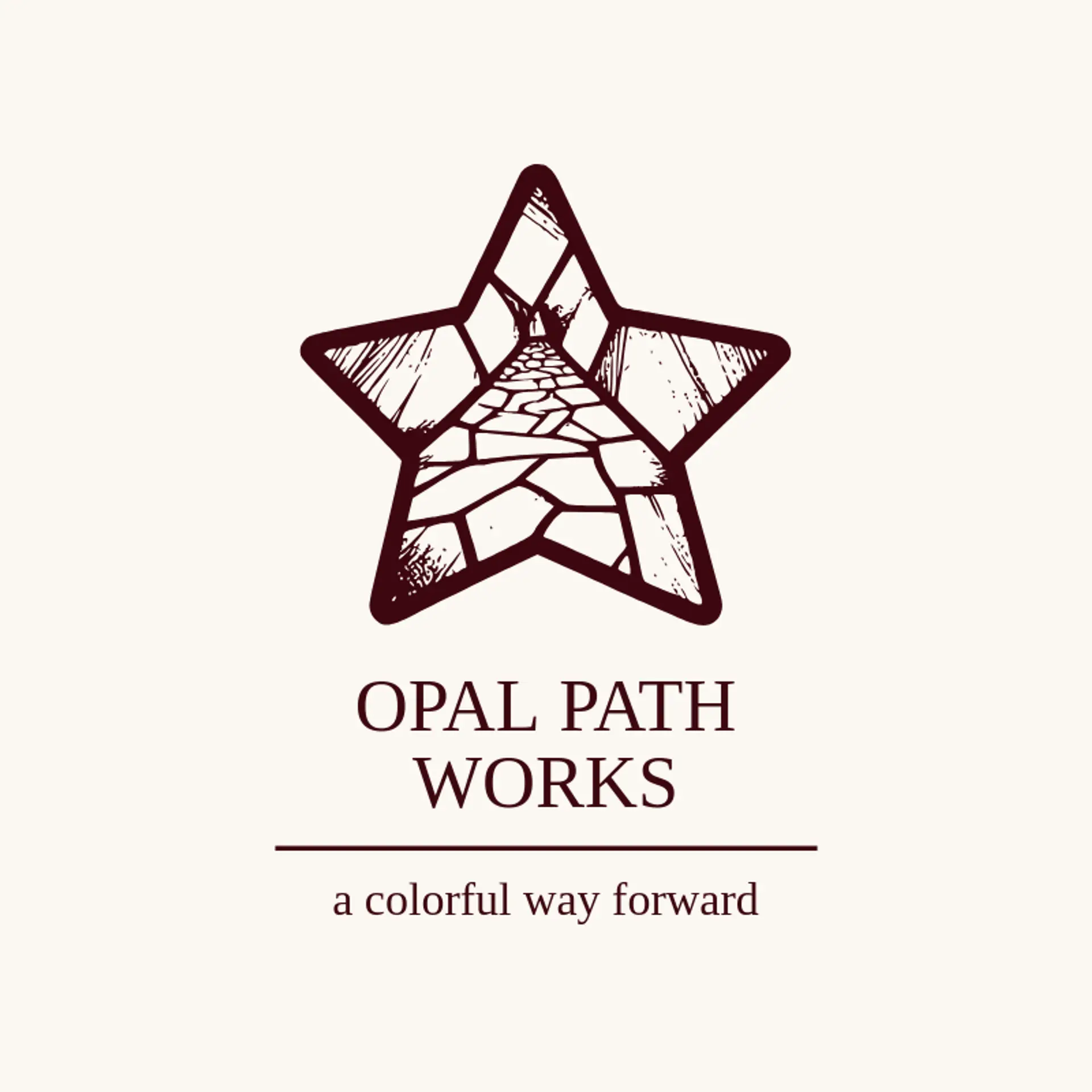 Opal Path Works logo for stained glass