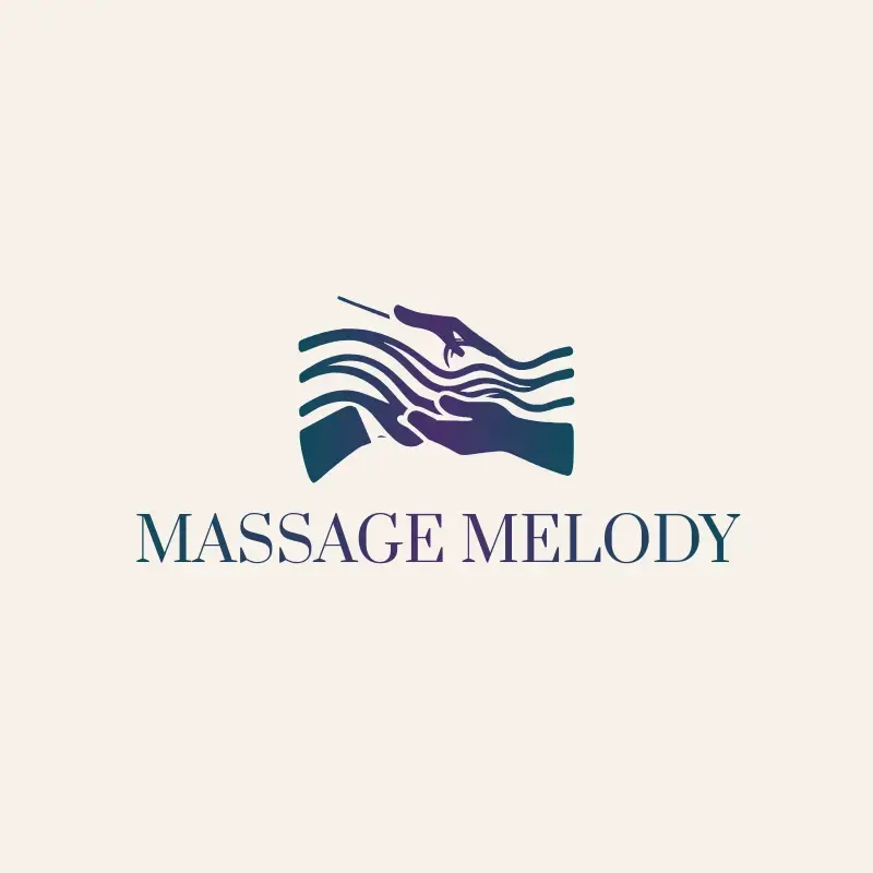 The massage name Massage Melody as a branded logo with a color icon
