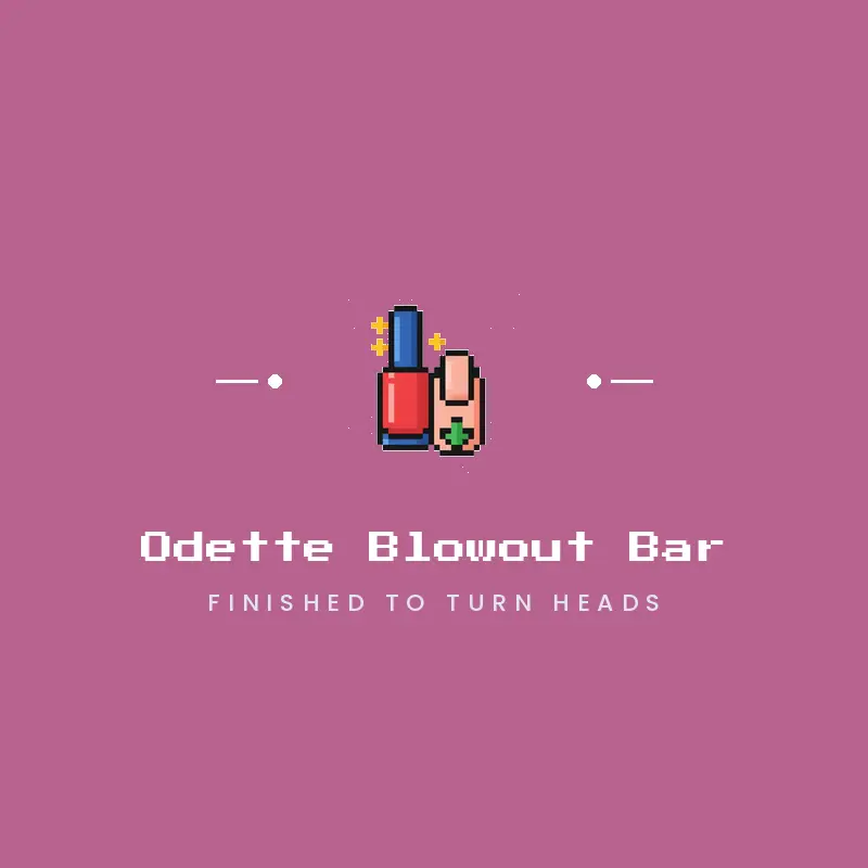 A fingernail and polish bottle, a nail salon logo in a pixel style