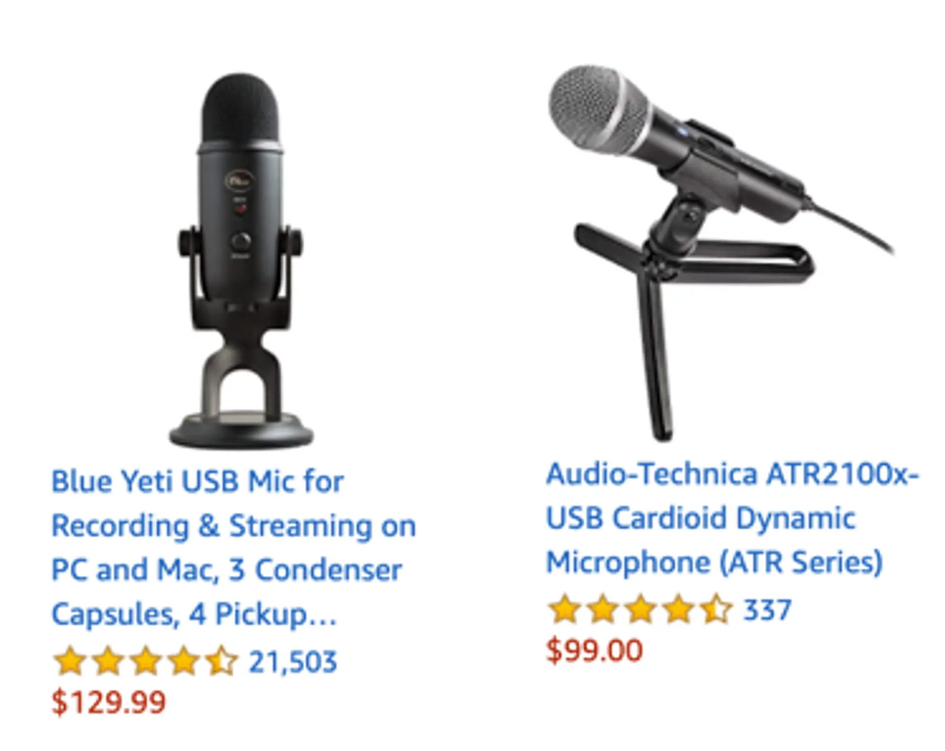 Pricing in USD in Sept 2020. Go for the $99 Mic!