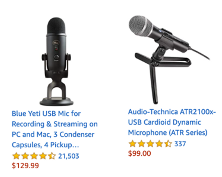 Pricing in USD in Sept 2020. Go for the $99 Mic!