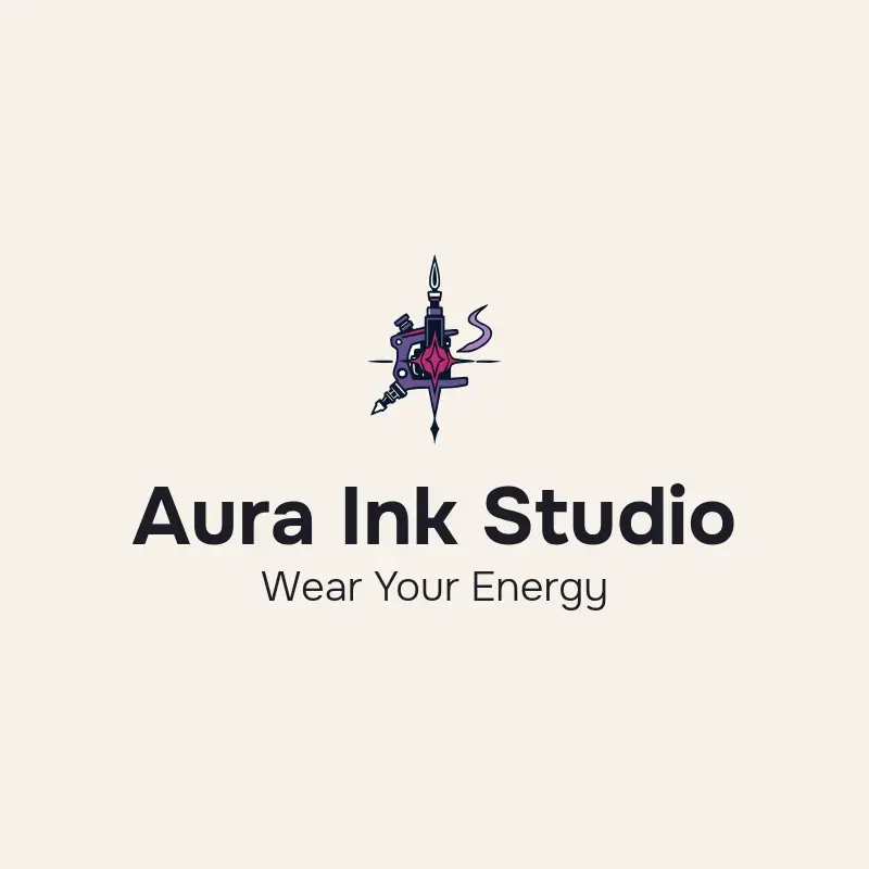 The tattoo shop name Aura Ink Studio as a branded logo with a color icon