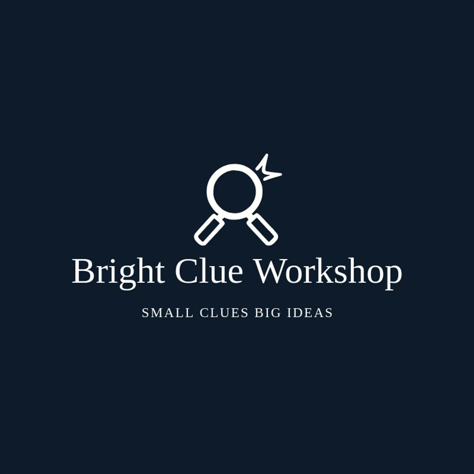Bright Clue Workshop logo for magnifying glass